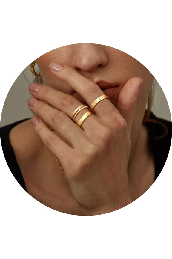 Rings for Women  Comfort Fit with Rings Set 14k Gold Plated Dainty Stacking Cubic Zirconia Thumb Rings Set Jewelry Size 6-10
