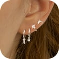 thumbnail image 1 of GOSFRY 4 Pcs Dainty Silver Plated Earrings for Women Lightweight Hoop Earrings Set Trendy Small Huggie Jewelry, 1 of 8