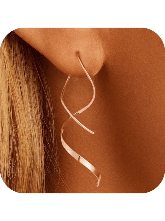 Spiral Threader Earrings for Woman Smooth Drop Hypoallergenic Lightweight Earring Twisted Dangle Trendy Jewelry Gifts