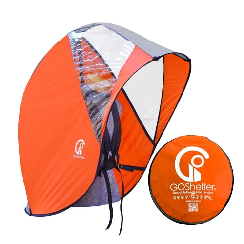 GOSHELTER Self Shelter Canopy, Hands Free Umbrella, Photographers, Outdoor Activities, Sporting Events, Rain or Sun Shade - Maximum Elbow Room, UV Resistance, Include Sling Pouch, Waterproof - Orange