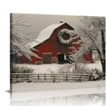 thumbnail image 1 of Leisuo 16x20" / 12x16" Vintage Abstract Prints for Home Decor Red Snowy Barn Christmas on the Farm Wall Hanging Picture &amp; Prints for Bedroom Dining Living Room Office Home Kitchen Decor, 1 of 4