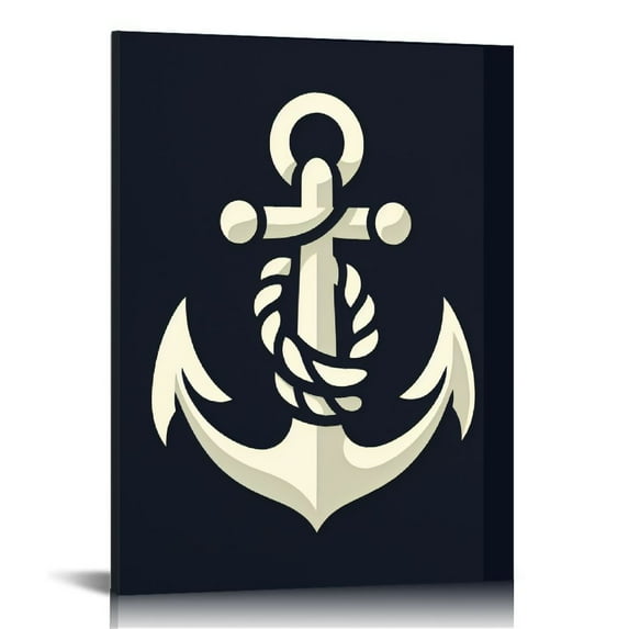 GOSMITH 16x20 in / 12x16 in Decorative Canvas Wall Art Navy Blue White Nautical Sailing Decor Anchor Ready to Hang 16x20 in