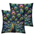thumbnail image 1 of GOSMITH 2-Piece Short Plush Pillowcase Set - Peacock Feather Girls Boys Pillow Case White, 1 of 6