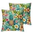 thumbnail image 1 of GOSMITH 2-Piece Short Plush Pillowcase Set - Pillow Case Pineapple, Tropical Palm Leaves and Flowers White, 1 of 6