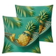 thumbnail image 1 of Leisuo 2-Piece Short Plush Pillowcase Set - Summer Pineapple Tropical Leaves Jungle Palm Leaf Pattern Yellow Green White, 1 of 6