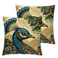 thumbnail image 1 of GOSMITH 2-Piece Short Plush Throw Pillow Cover Blue Green Peacock White, 1 of 6