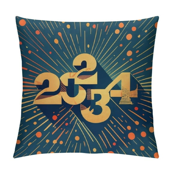 GOSMITH 2024 Happy New Year Pillow Covers New Year Pillow Cases Happy New Years Throw Pillow Covers Outdoor Couch Sofa Cushion Covers for New Year