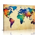thumbnail image 1 of GOSMITH A62050 Abstract World Map Canvas Painting Vintage Posters and Prints Colorful Wall Art Wall Pictures Modern Artwork Framed Ready to Hang for Living Room Bedroom 20x16in, 1 of 4