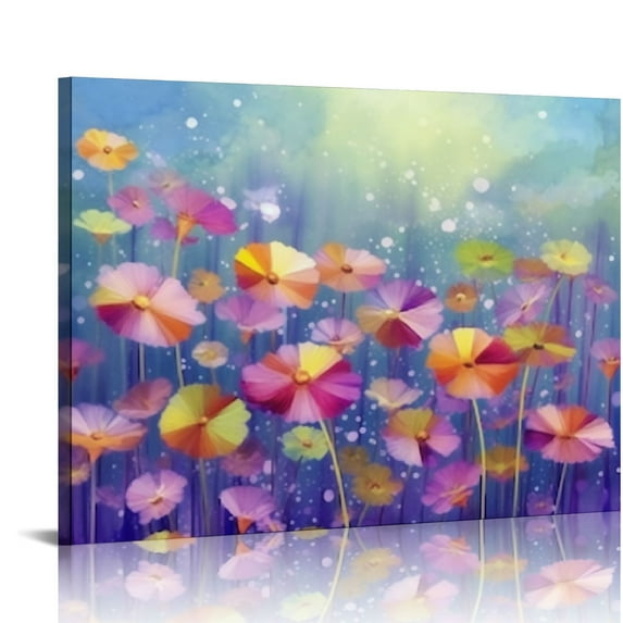 GOSMITH Abstract Floral Canvas Wall Art, Colorful Flowers Artwork Painting Prints Modern Watercolor Pictures Framed for Living Room Bedroom Bathroom Office Home Decor