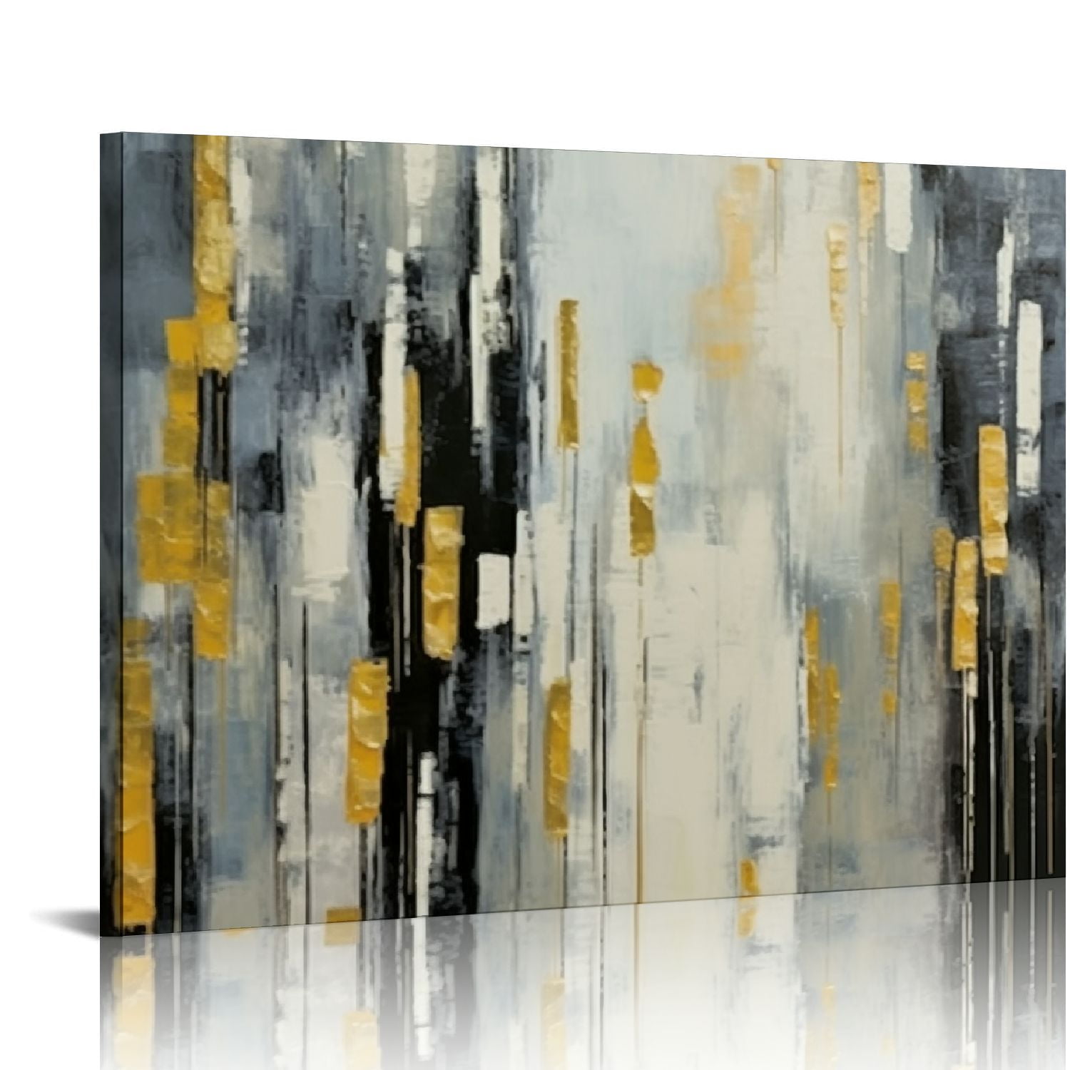 GOSMITH Abstract Paintings Canvas Wall Art: Large Abstract Gold Foil ...