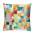 thumbnail image 1 of GOSMITH  Abstract Pillow Cushion Cover Rainbow Colored Geometric Square Shaped Blurry Effects Watercolor Design, Decorative Square Accent Pillow Case,  Blue and Red, 1 of 5