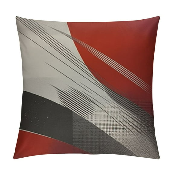 GOSMITH Abstract Red Black Stripes Throw Pillow Cover Wave Swirl Creative Collage Patchwork Simple Modern Grey Pillow Case Decorative Men Women Boy Girl Room Cushion Cover for Home