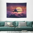 thumbnail image 1 of GOSMITH Airplane Tapestry, Plane Silhouette in Dreamy Sunset Sky Vacation Holiday Travel Theme, Wall Hanging for Bedroom Living Room Dorm, 40x30 Inch, Royal Blue Pink Black, 1 of 7