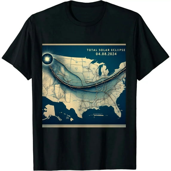 GOSMITH America Total Solar Eclipse April 8 2024 USA Map Totality T-Shirt