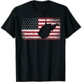thumbnail image 1 of Leisuo American Flag 4th of July West Virginia WV Vintage Men Women T-Shirt 98710-black, 1 of 3