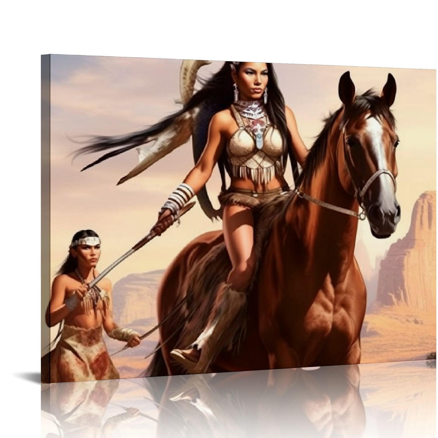 Native American Horse Metal Tin Sign - Colorful Southwestern Indian Horse Wreath Decor, 12x12 Inch, Rustproof - View #2