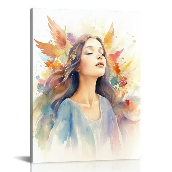 GOSMITH Angel Wings Canvas Wall Art Scripture Bible Verses Pictures Wall Decor Christian Religious Canvas Painting Prints Floral Artwork Modern Home Decoration Framed for Living room Bedroom Bathroom