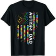 thumbnail image 1 of GOSMITH Autism Dad Awareness American Flag USA T-Shirt 160081-black, 1 of 3
