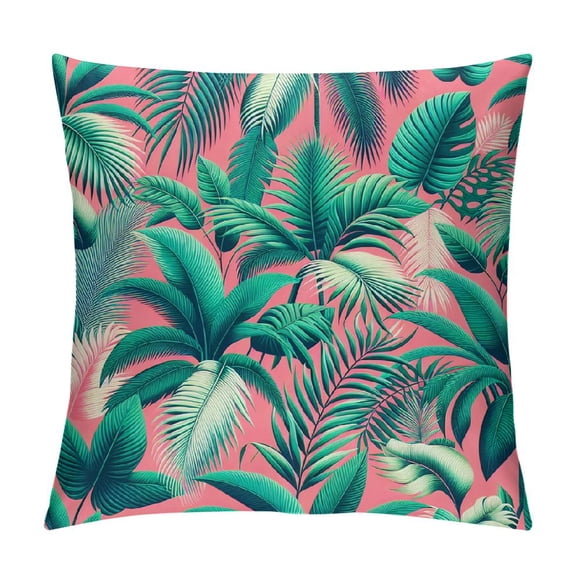 Leisuo Banana Leaf Throw Pillow Cover Tropical Green Leaves Background Decorative Rectangular Pillowcase for Sofa and Bed Couch