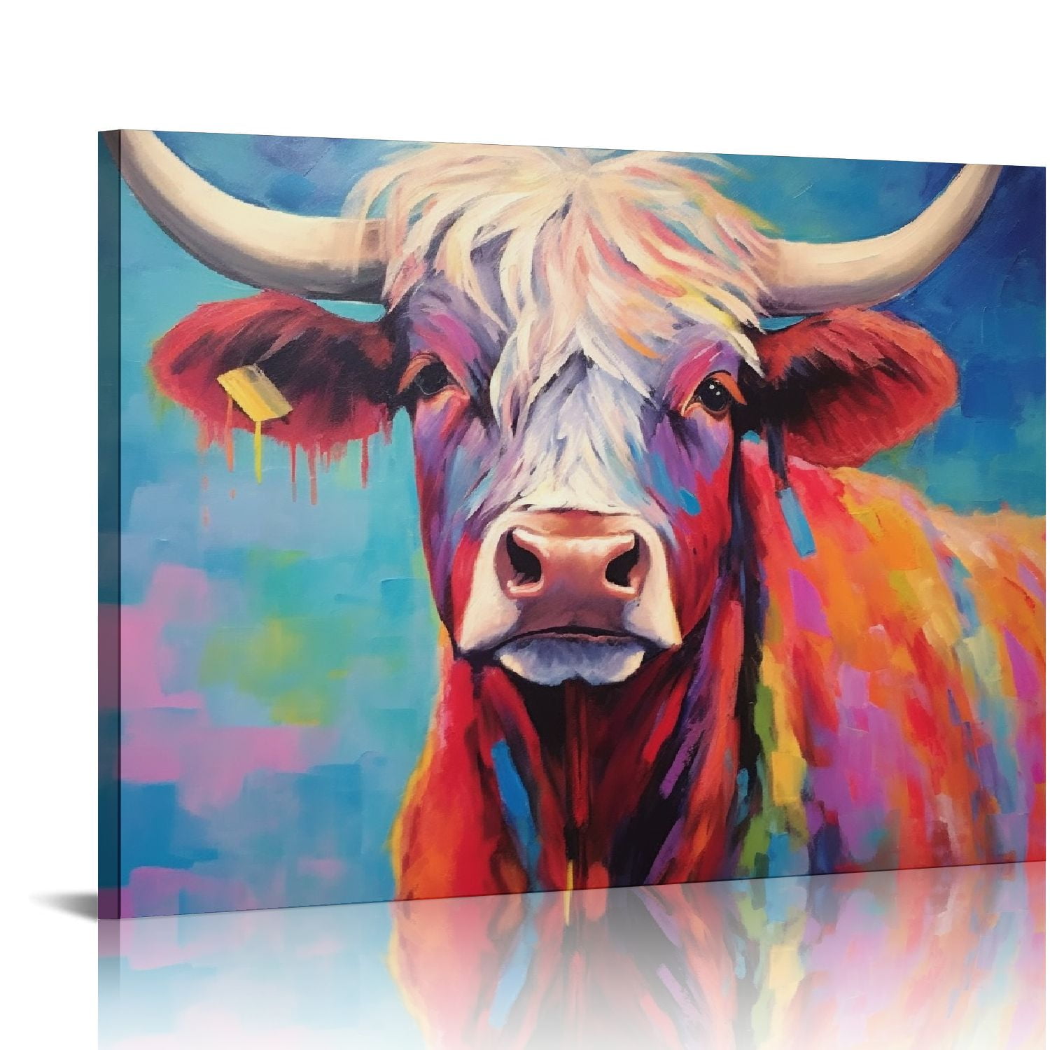 GOSMITH Banksy Graffiti Freedom Highland Cow Picture Canvas Wall Art ...