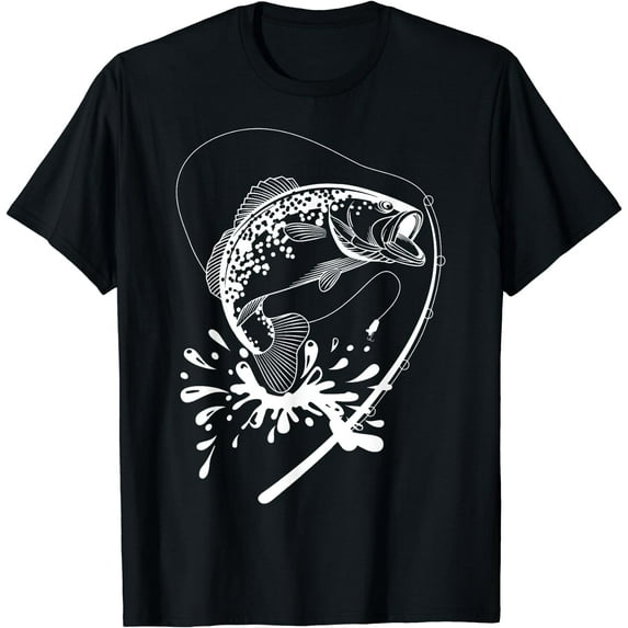 GOSMITH Bass Fishing Angling Fishhook Fisherman Sport Black Fish T-Shirt 158096-black