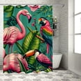 thumbnail image 1 of GOSMITH Bathroom Jungle Pattern with Toucan, Flamingo and Parrot Shower Curtain - Multiple Sizes White, 1 of 6