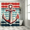 thumbnail image 1 of Leisuo Bathroom Shower Curtain Multiple Sizes Nautical Anchor Navy with Red Ocean Coastal, 1 of 6