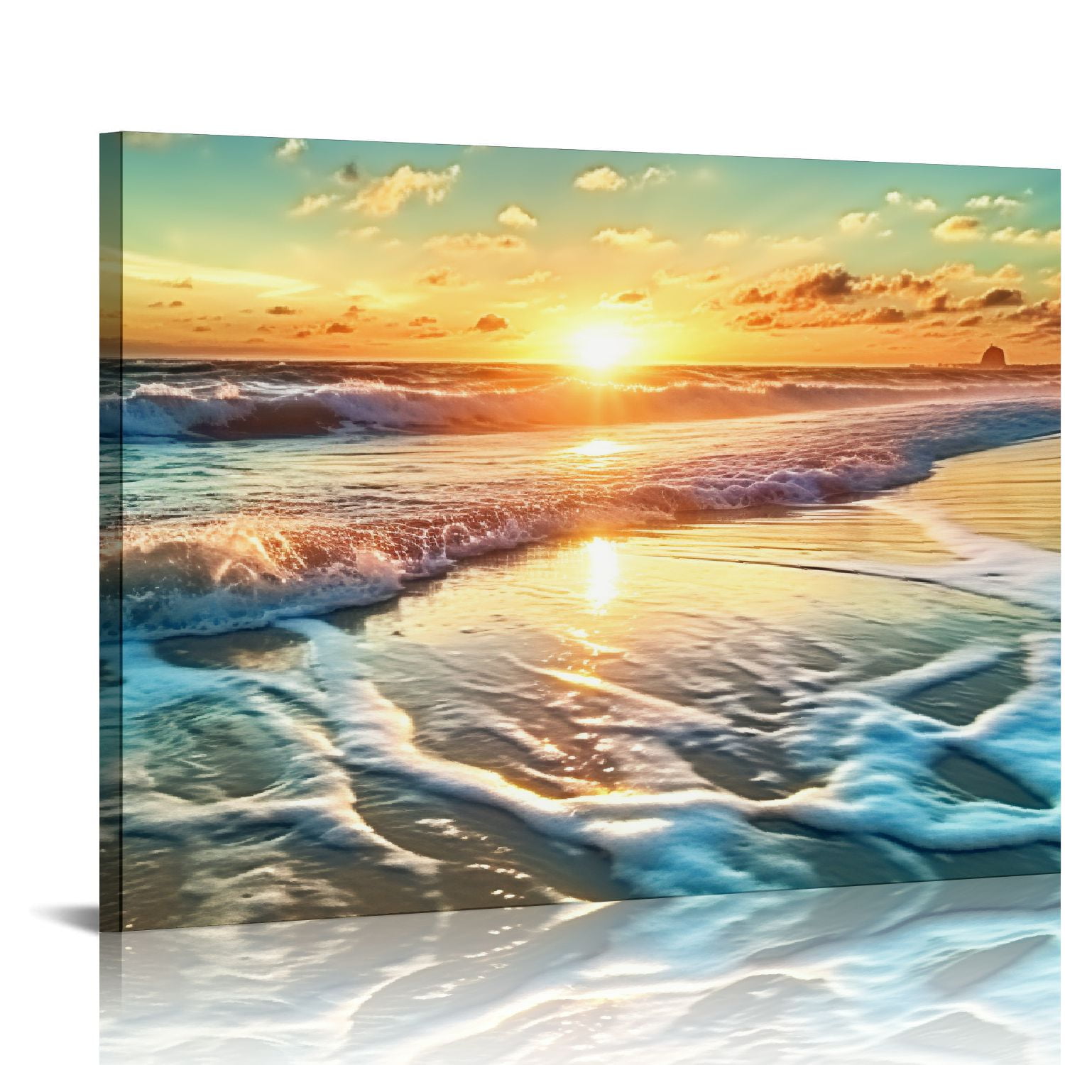 Gosmith beach pictures wall art for living room large size blue beach