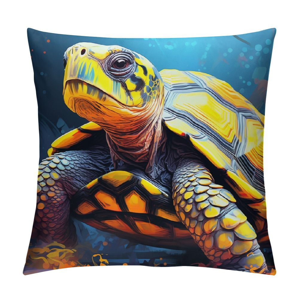 GOSMITH Beach Throw Pillow Covers , Ocean Themed Sea Turtle Seahorse