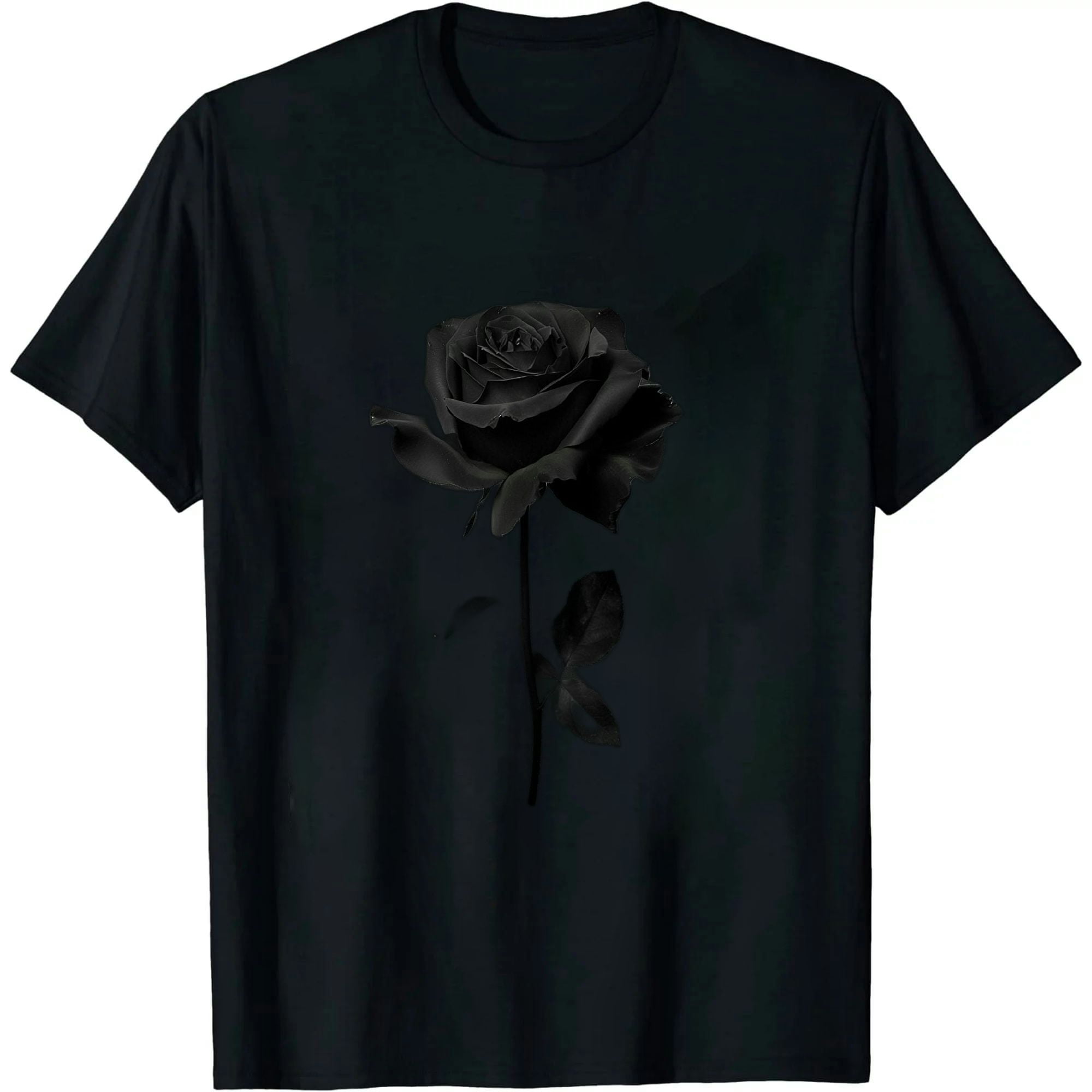 T-shirt  -Oversized  Black  T-Shirt Flower