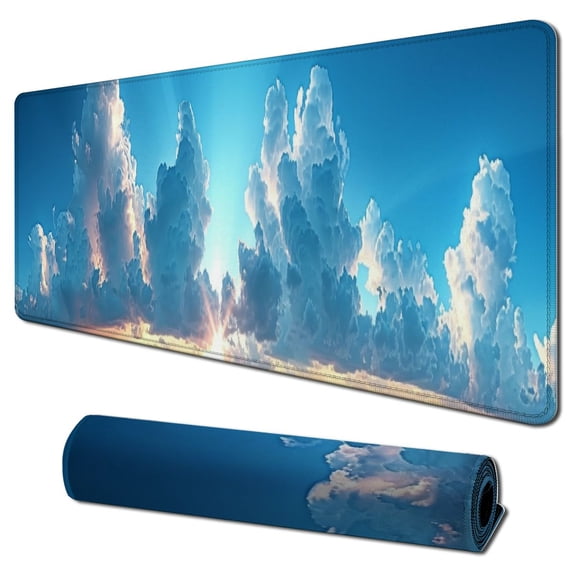 GOSMITH Beautiful Blue Sky Cool Desk Pad for Keyboard and Mouse 31.5x11.8 in