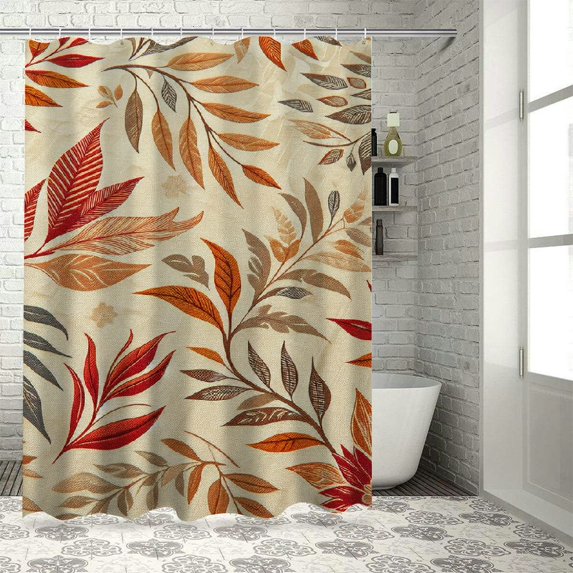 GOSMITH Beautiful Tropical Leaf Shower Curtain Multiple Sizes for Bathroom Decoration White