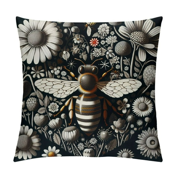 Leisuo Bee Pillow Covers, bee Decor,bee Gifts,bee Gifts for Women,Honey bee Gifts,bee Themed Gifts, Pillowcase for Home Living Room Bed Sofa Bedroom Decor Cases Square Outdoor