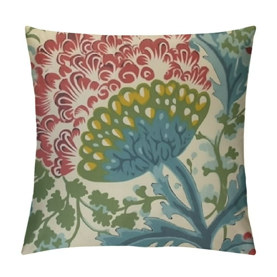 Leisuo Beige Red Green Flower Throw Pillow Cover Teal Green Throw Pillows Asian Style White Throw Pillow Case for Living Room Bedroom white