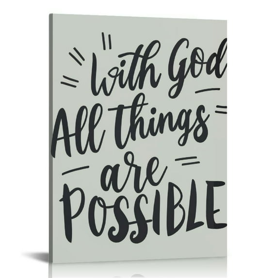Leisuo Bible Verse Canvas Print Decor with God all Things are Possible Christian Wall Painting Posters 12”X16” Home Office Decoration