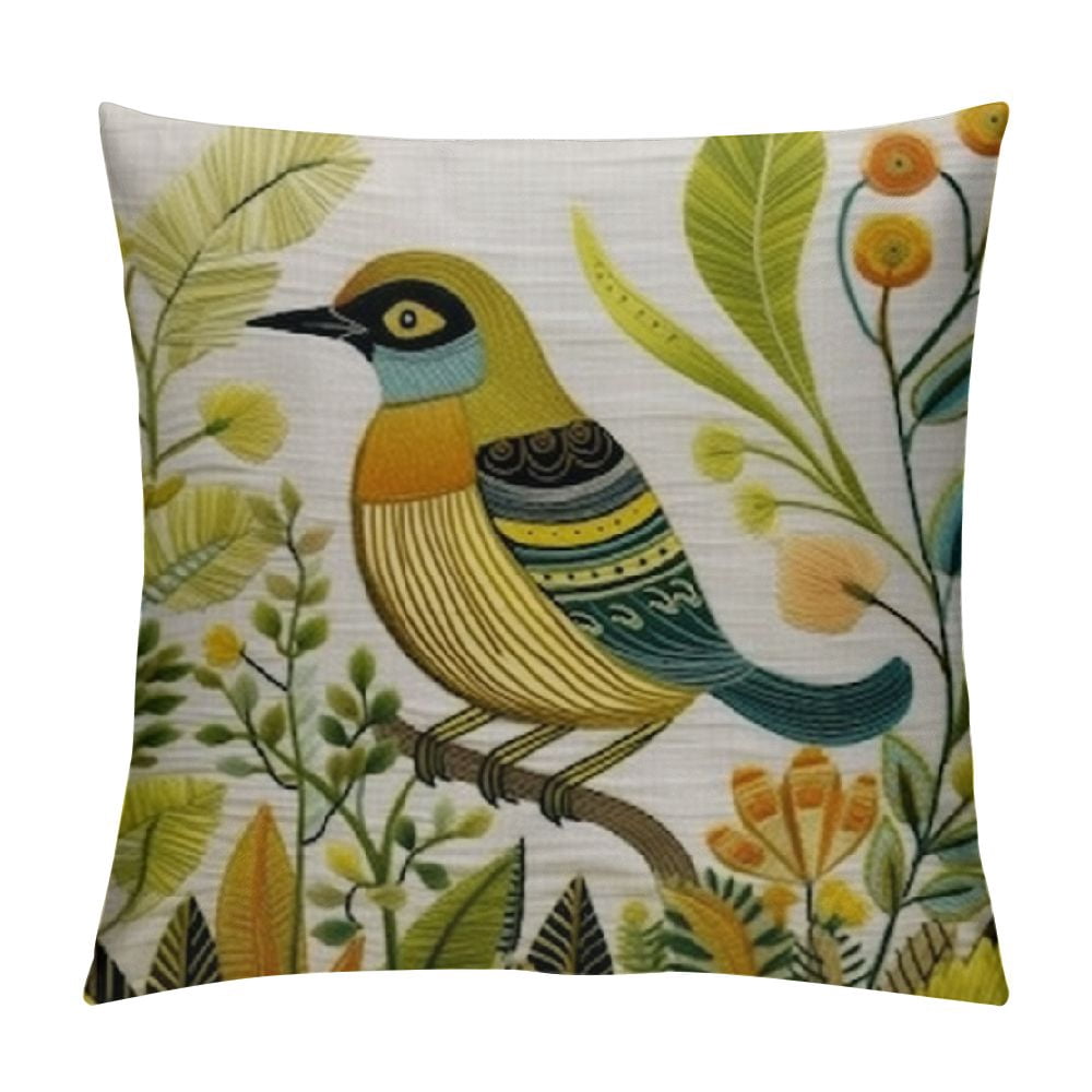 GOSMITH Bird Decorative Pillow Covers Spring Style Throw Pillow Cover ...
