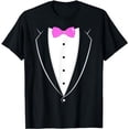 thumbnail image 1 of Leisuo Black And White Tuxedo With Pink Bow tie Novelty T Shirt black, 1 of 5