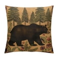 thumbnail image 1 of GOSMITH  Black Bear Throw Pillow Covers Cabin Forest Square Pillowcase Decorative Cushion Wildlife Vintage Rustic Plaid for Couch Sofa Bedroom Car, 1 of 5