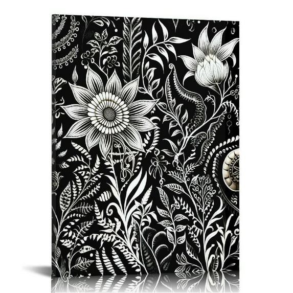 GOSMITH Black Beige Abstract Floral Botanical Canvas Framed Wall Art Prints Minimalist Modern Boho Flower Market Painting Poster Pictures Wall Decor for Bedroom Livingroom