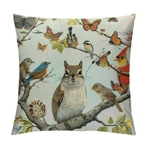 Leisuo Black Brown Animal Lover Bird Squirrel Butterfly Dragonfly Lumbar Pillowcase Throw Pillow Cover Cushion Case Rectangular