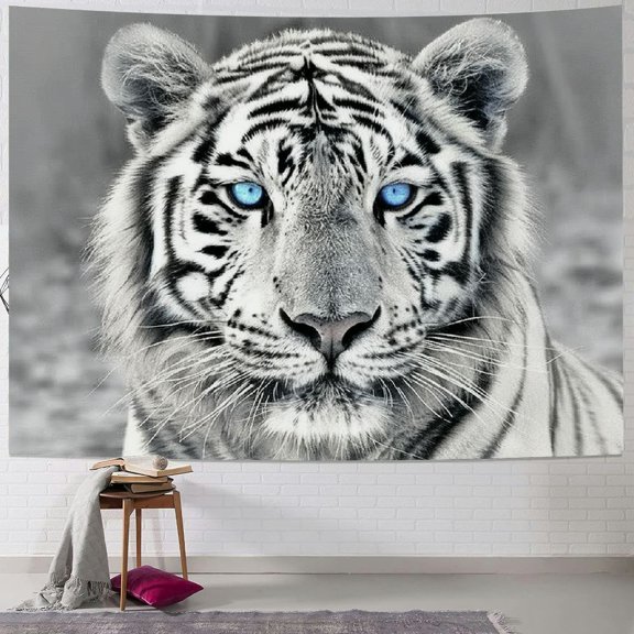 GOSMITH Black and White Tiger Tapestry Wall Hanging,Tiger Wall Art Tapestry Animal Tapestry Wall Hanging Tiger Tapestry for Bedroom Room Wall Decor Painting