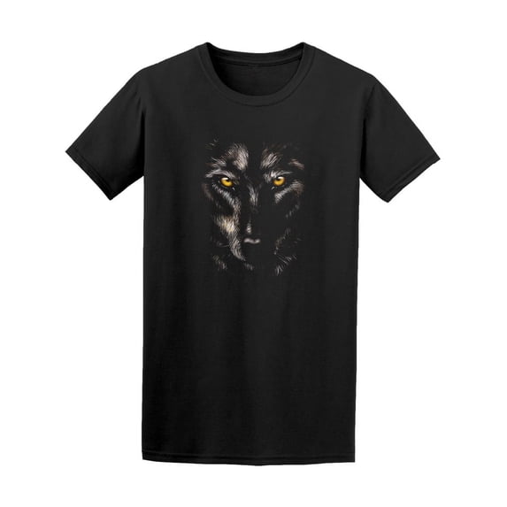 GOSMITH Black Wolf On Black T-Shirt Men -Image by Shutterstock, Male Medium m