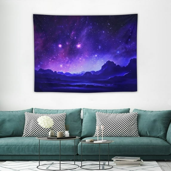 GOSMITH Blacklight Blue Space Wall Tapestry,Large Purple Galaxy Black Light Tapestries Backdrop Hanging Tapestrys Party Decor For Bedroom Living Room Dorm