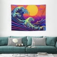 thumbnail image 1 of GOSMITH  Blacklight Tapestry Great Wave Tapestry UV Reactive Japanese Kanagawa Sunset Tapestry Vintage Ocean Wave Octopus Tapestry Wall Hanging for Bedroom Backdrop, 1 of 7