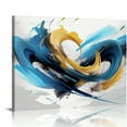 thumbnail image 1 of GOSMITH  Blue Abstract Wall Art - 20x40 inch Fantasy Colorful Painting on Canvas for Living Room, Geometric Lines Print Picture, Abstract Artwork for Home Décor, 1 of 4