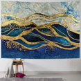 thumbnail image 1 of GOSMITH Blue Gold Marble Tapestry Psychedelic Liquid Flow Nature Texture Luxury Chic Modern Wall Hanging Abstract Art Mural Poster for Bedroom Living Room Dorm Home Decor Painting, 1 of 6