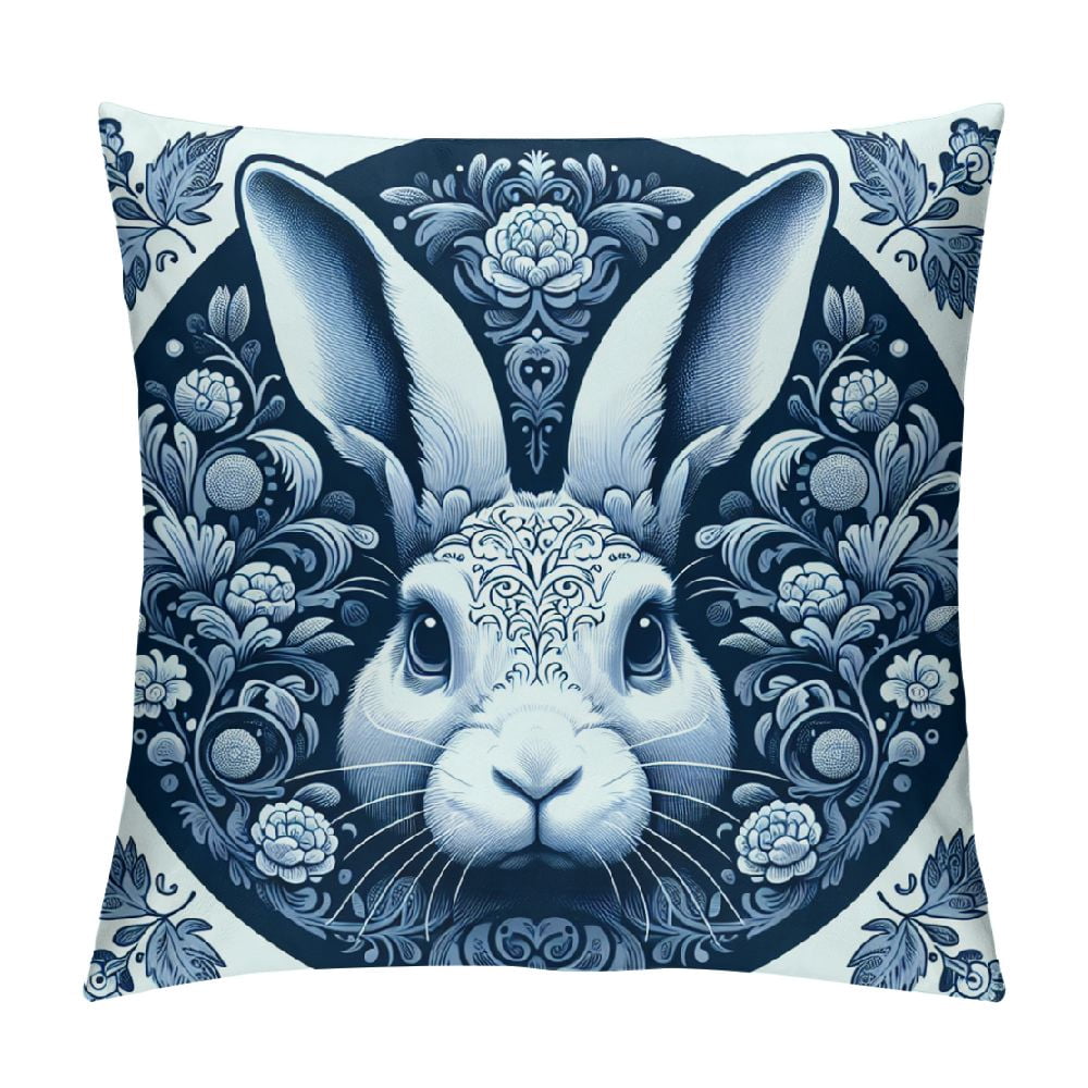GOSMITH Blue and White Porcelain Pillow Covers Floral Chinoiserie ...