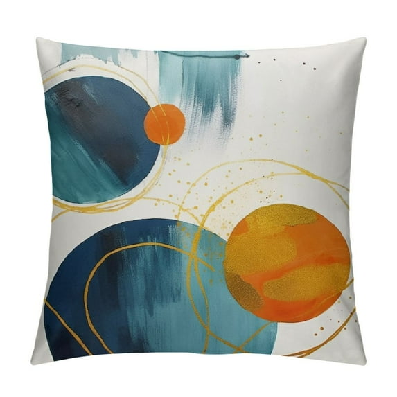 GOSMITH Blues and Orange Throw Pillow Covers Boho Pillows Cases Mid Century Modern Decorative Abstract Geometric Couch Pillows Cushions for Sofa Bedroom Living Room Garden