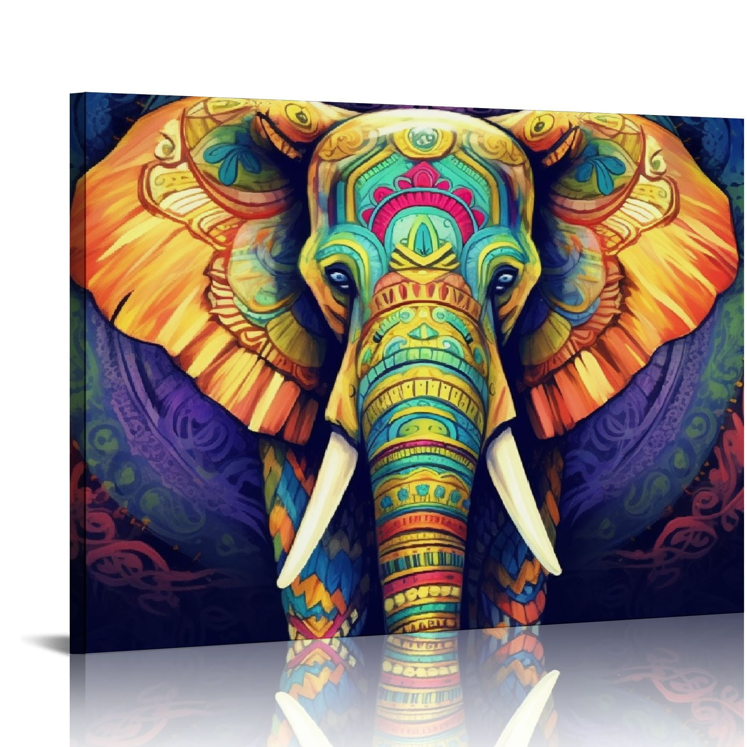 GOSMITH Bohemian Elephant Picture Wall Art Colorful Animal Elephant ...