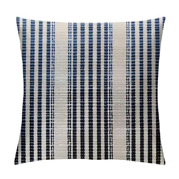 GOSMITH Boho Outdoor Throw Pillow Covers, Decorative Striped Pillow Covers with Tassels for Couch Bed Sofa, Navy Blue and Cream White